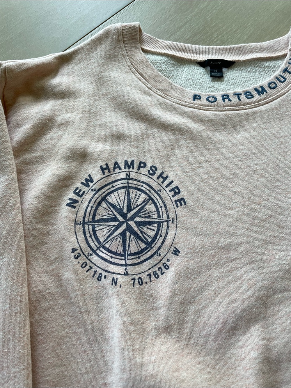 J. Crew New Hampshire Sweatshirt with Navy Compass Print - Picture 2 of 9